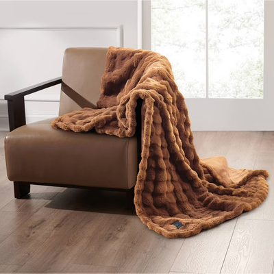 #ad #ad Brookstone Heated Oversized Textured Faux Fur Throw Copper $25.99