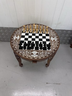 Indischer Palisander Schach klappbarer Beistelltisch 18'' mit Schachfiguren
