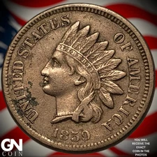 1859 Indian Head Cent Penny Z1858