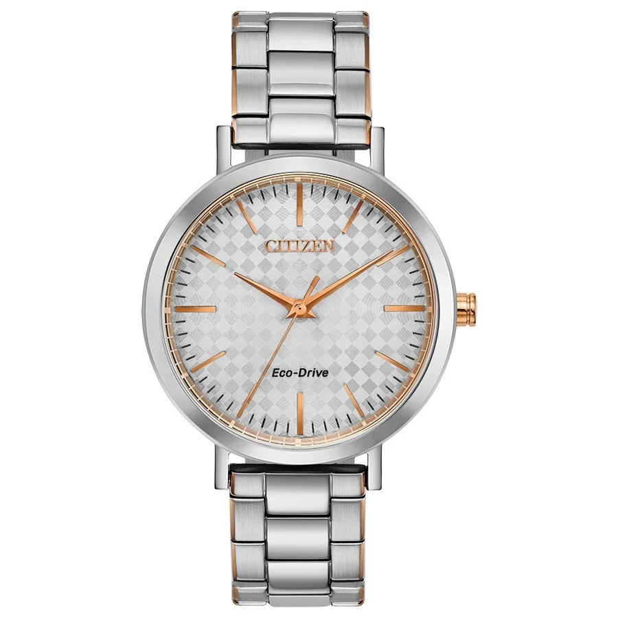 Citizen Women's Classic Eco-Drive Silver Rose Gold Watch 36MM EM0766-50A