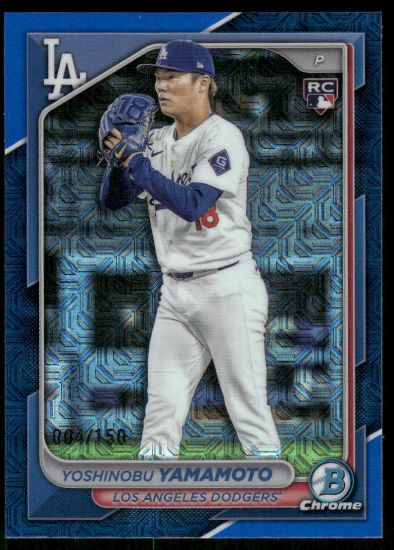 L437 YOSHINOBU YAMAMOTO RC 2024 BOWMAN CHROME MEGA BLUE /150 DODGERS #73