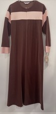 Vintage Vanity Fair Colorblock Brown Velour Long Robe Dress House Coat Small NEW