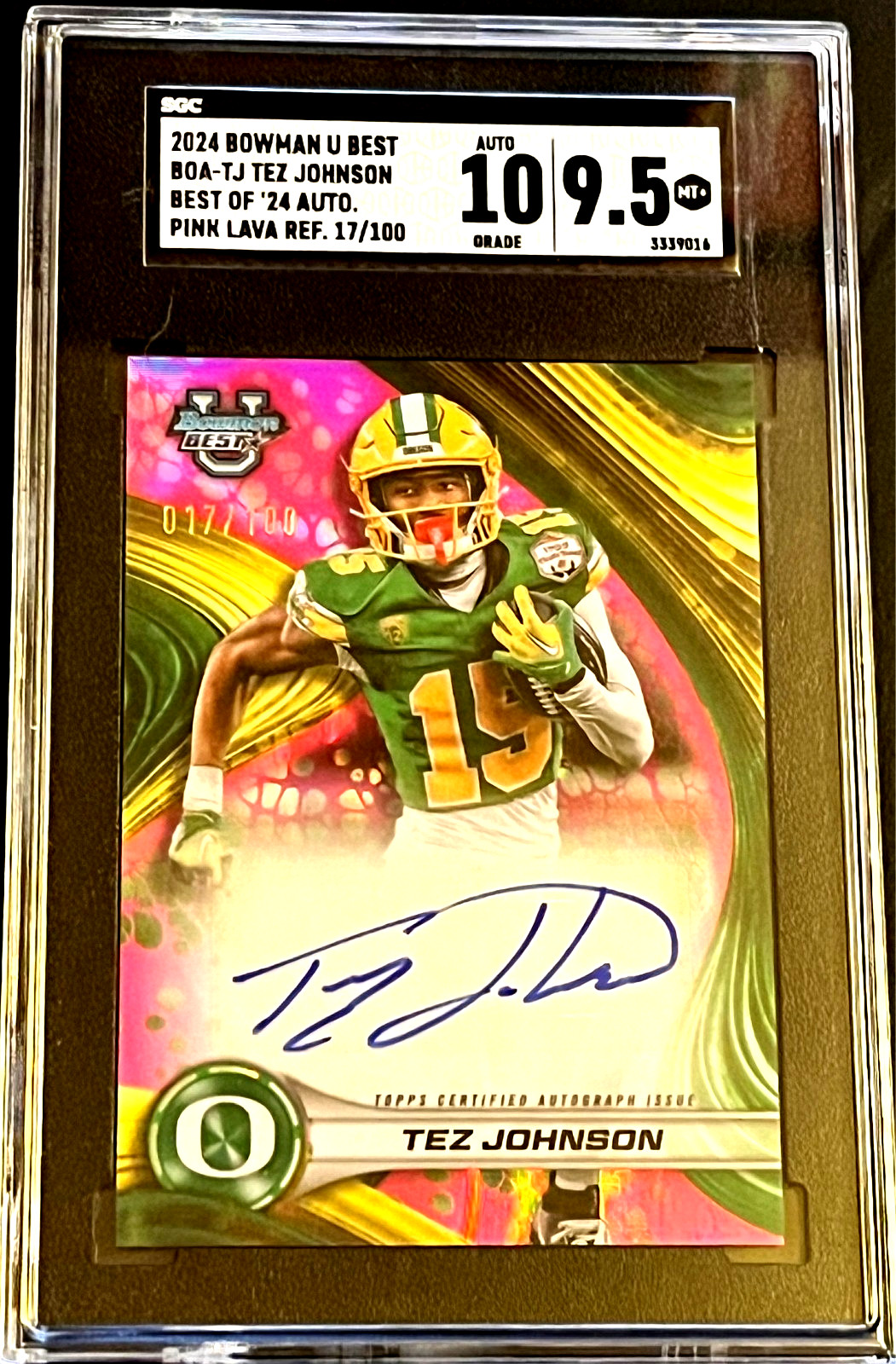 2024 Bowman's Best U - Tez Johnson #BOA-TJ Pink SGC 9.5 Mint Autograph 10