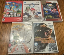 Nintendo Wii Game Lot Mario Kart Bros Galaxy Dangerous Hunt Party 3 New