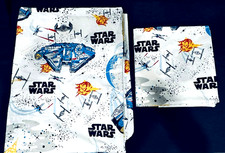 Set 2pc: Pottery Barn Kids Star Wars 1 TWIN Flat Sheet  1 Pillowcase Lucas Film