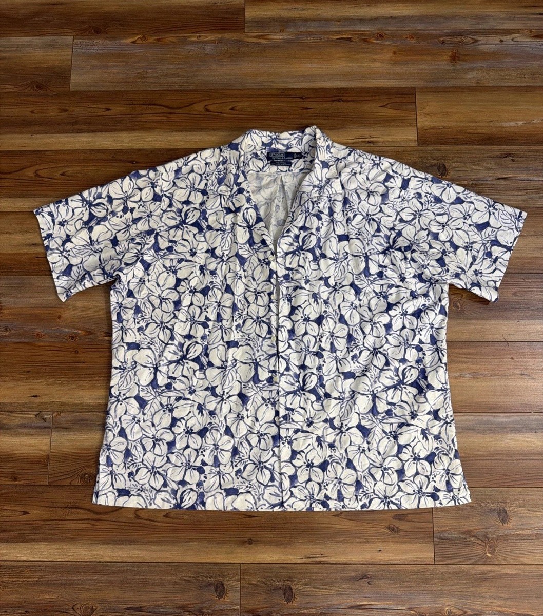Polo Ralph Lauren Caldwell Camp Shirt Men's XXL Blue Floral Linen