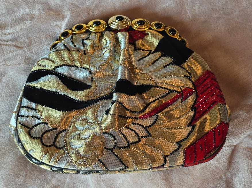 VTG Judith Leiber Embroidered Needlepoint Floral Clutch Shoulder Bag w/ Access. View 4