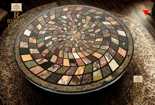Multicolor Marble Mosaic Tabletop – Handcrafted Pietra Dura Round Inlay Stone - Picture 11 of 11