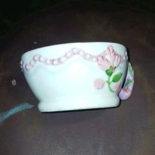 Alco Industries Ceramic Floral Decorated Coffee Mug White Pink Green Flowers