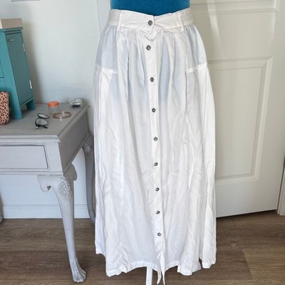 Vintage 80's Esprit Pleated Full Front Button Maxi Skirt L