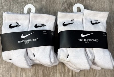 Set Of 2 Packs Nike Kids Cushioned Crew Socks Sz 4-5 Years 7C-10C 6 Per Pack New
