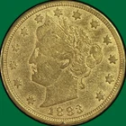 1883 Racketeer Nickel Gold Plated Liberty Head V Nickel Very Fine VF Coin #41328