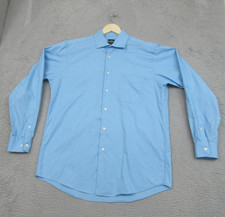 Pronto Uomo Dress Shirt Mens 16.5 34/35 Blue Check Non Iron Cotton Long Sleeve