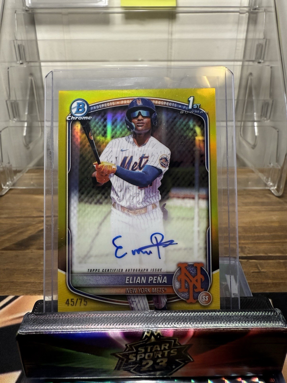 2025 Bowman Chrome Elian Pena True Yellow 1st Bowman Autograph /75