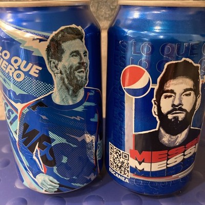 Lot Of 2 Different Pepsi Messi U.S. Commemorative Soda Cans