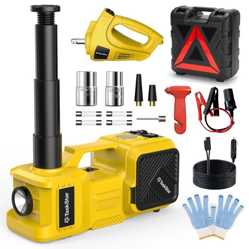 TaskStar Electric Car Jack 5 Ton Hydraulic Car Floor Jack Kit with Impact Wrench