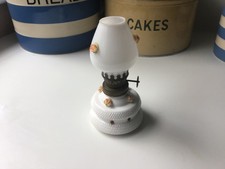 vintage mini oil lamp retro glass 14cm white 