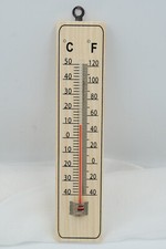 Thermometer - Holz- f&uuml;r drinnen / au&szlig;en - Temperaturmesser mit Skala NEU OVP