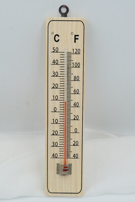 Thermometer - Holz- für drinnen / außen - Temperaturmesser mit Skala NEU OVP