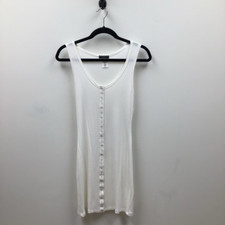 Jade Womens A Line Dress Ivory Stretch Scoop Neck Sleeveless Wide Strap USA M