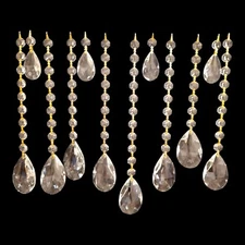 Real Cut Crystal Chandelier Drops  / Pendants Of Various Lengths- Set Of 12