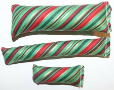 Set of 3 Handmade Catnip SV Small Cat Sticks Toys Christmas Green Gold Striped