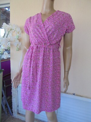 SOMMERKLEID GEBLÜMT LIBERTY ROSA 100% VISKOSE GR.2 38/40/42 NEU
