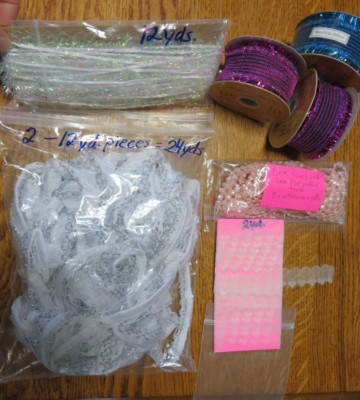 Sparkle Trim Lot-Iridescent Fringes-Rope Beads-Silver Edging-Mesh Ribbon-50+Yds.