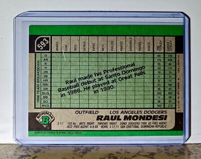 Raul Mondesi 1991 Topps Bowman MLB #593 Baseball Card Los Angeles