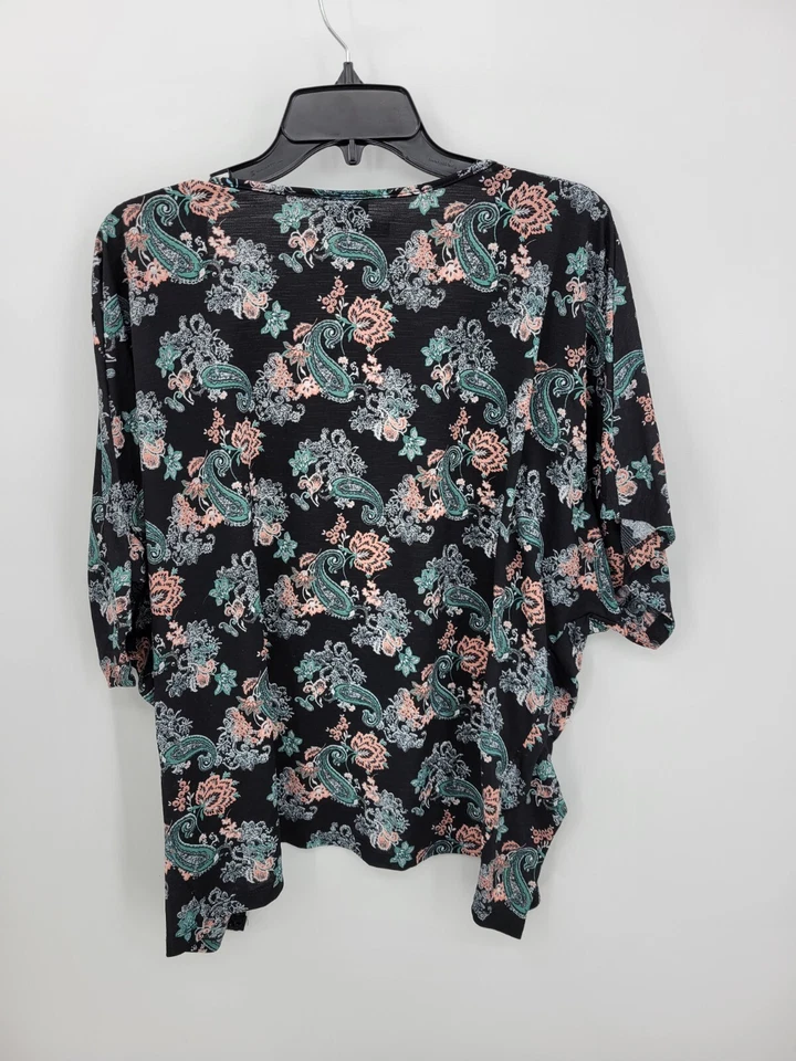 Daytrip пряжка кимоно кардиган женщин XL черный цветочный кружева отделки богемное крестьянин - Изображение 3 из 4