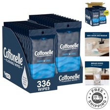 Fresh Care On-The-Go Flushable Wet Wipes, Adult Wet Wipes, 24 On-The-Go Pack,...