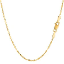14k Yellow Real Gold Diamond Cut Bead Chain Necklace, 1.5mm, 16"