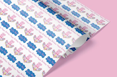 Personalisiertes Geschenkpapier Peppa Pig - Geschenkpapier mit individuellem Namen Kindergeburtstag UK