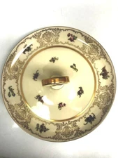 Bavarian Desert or Snack Tray,  9" Wide With Gold Plated Handle, EX