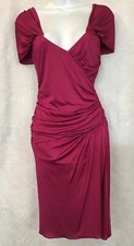 Versace Dress Berry Jersey Sleeveless Draped Shoulders Ruched Nwt Size 6