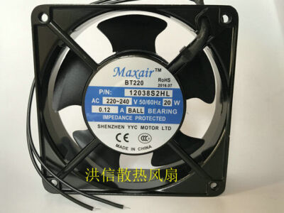 Maxair BT220 12038S2HL AC220-240V 20W 0.12A 120×38mm AC cooling fan 2-wire #F11