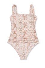 NWT Kona Sol sz L 12-14 Beige Tan Snake Print One pc Swimsuit Women's i54