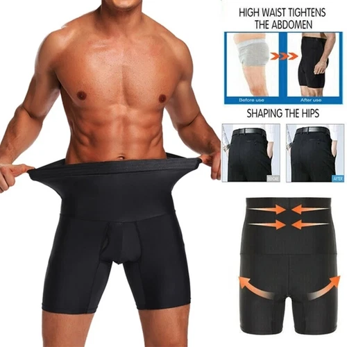 Men Compression High Waist Boxer Shorts Tummy Body Shaper Girdle Slimming Pants - Afbeelding 1 van 18