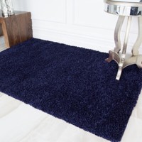 Navy Blue Shaggy Rug Soft Non Shed Living Room Rugs Small Large Thick Shaggy