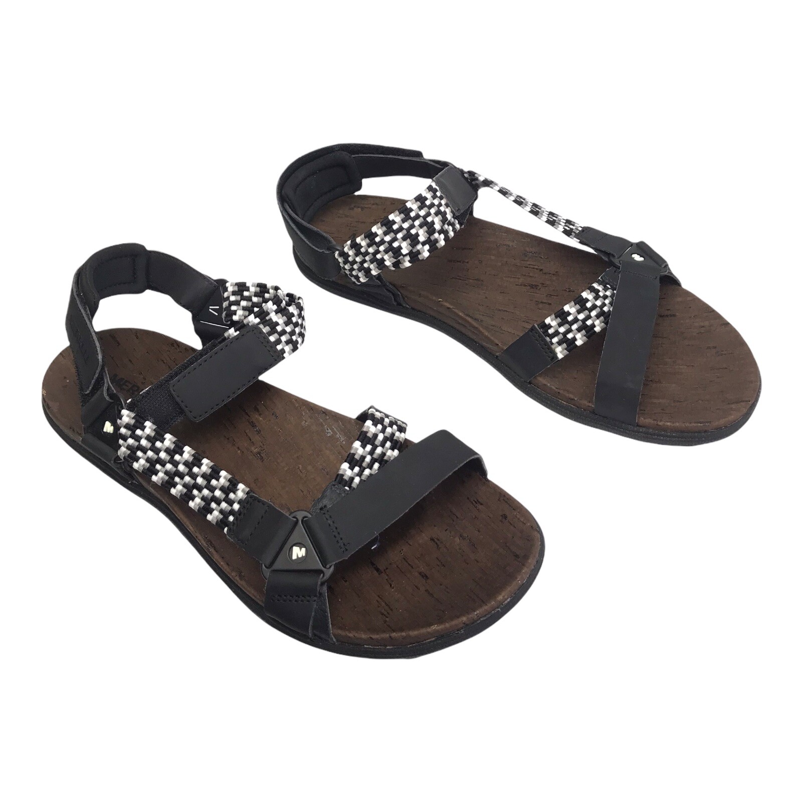 Sandalo sportivo Merrell donna taglia 11 Around Town Sunvue nero bianco tessuto atletico