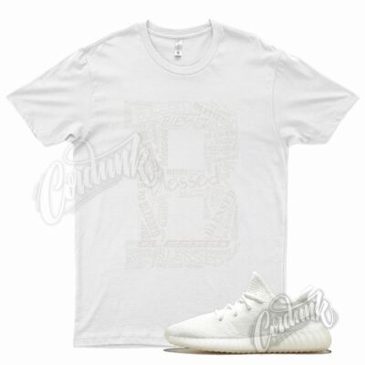 White BLESSED T Shirt for YZ Boost 350 V2 Triple White