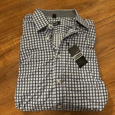 Bogari Men  s Sz 16 , Blue Plaid Long Sleeve Button Down Dress Shirt