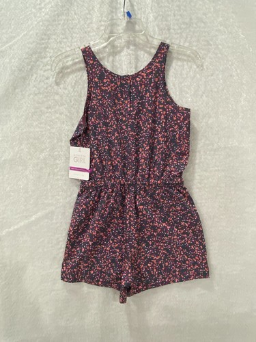 Athleta Romper Shorts Girls L/12 Gray Pink Dot 1 Piece Sleeveless Tank Outfit - Picture 2 of 15