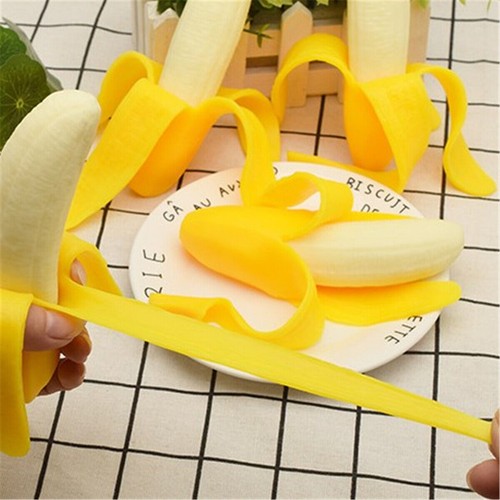 Novelty Squishy Silicone Banana Squeeze Toys Stress Reliever Tricky tools Gift - Photo 9 sur 10