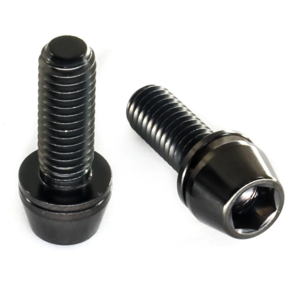 TUNING-BIKES Titan Schrauben - Innensechskant konischer Kopf - mit Unterlegscheibe - Schwarz