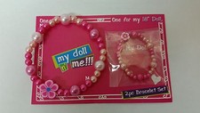 Set Of Two Pink Pearl Bracelets With Flower Bead By My Doll N Me