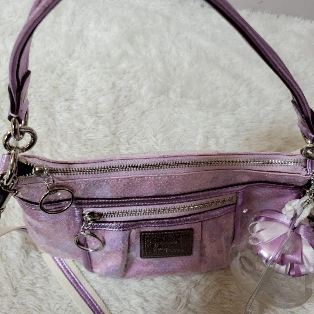 バッグ Coach Poppy Shoulder Bag 2way Purple COACH poppy 2way sequin Shoulder Bag Purple Signature | eBay