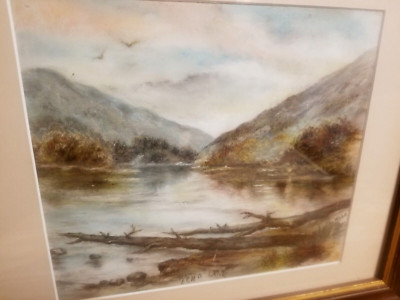 FINE PLEIN AIR PASTEL PAINTING ECHO LAKE PARK WARRIOR Mtn COLORADO signd L. WEHE