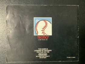 Tecmo Baseball NES Nintendo Instruction Manual Only