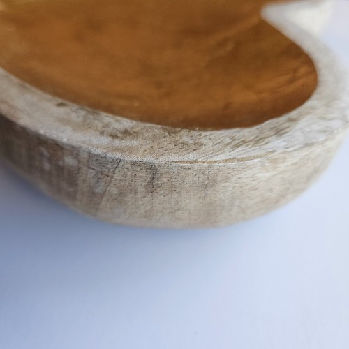 Bloomingville like Mango Wood Heart Bowl W/ Gold Leaf Design Home Decor - Picture 2 of 6